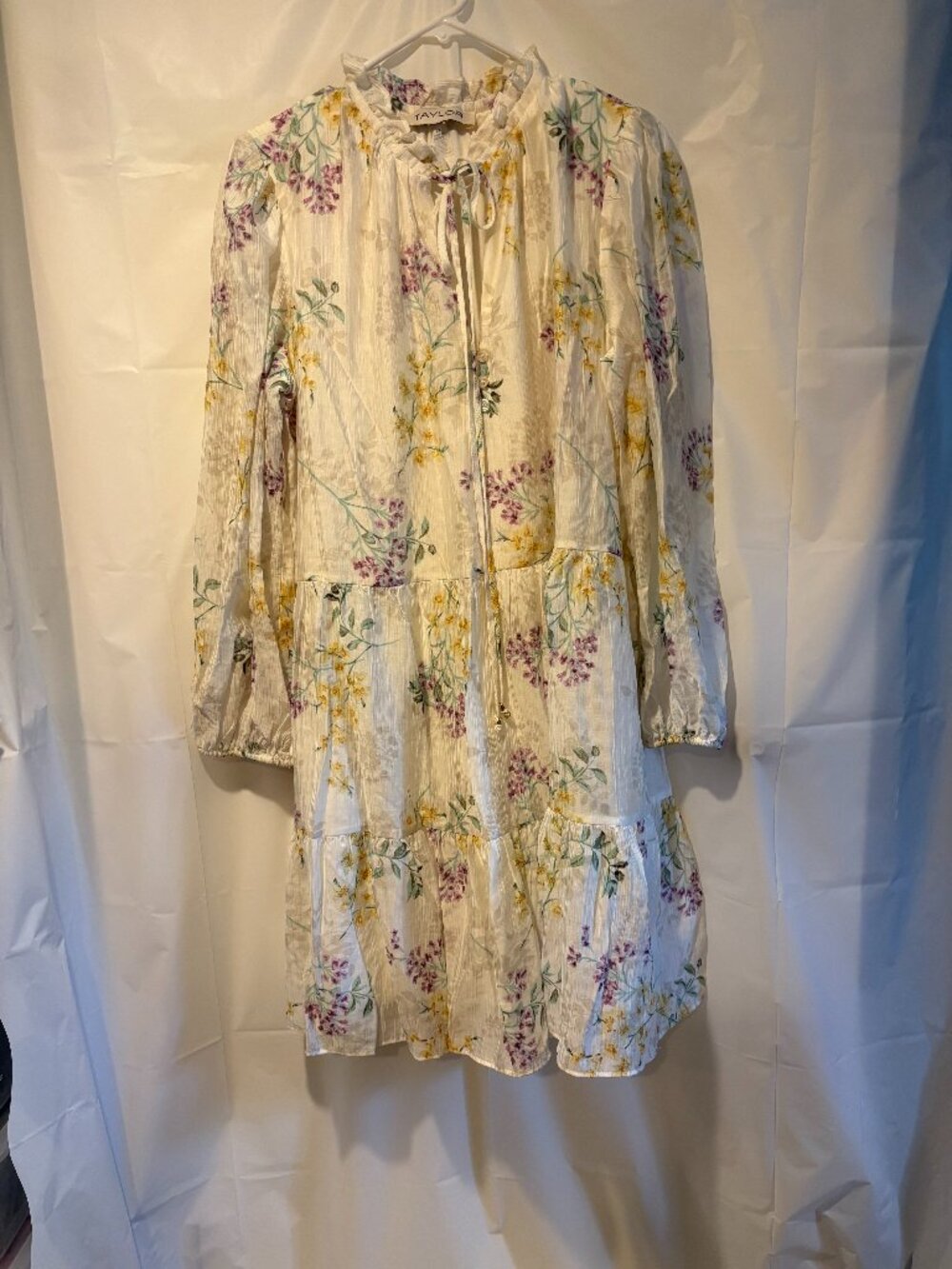 Womens Taylor Size XL Floral Tiered  Mini Dress Cottagecore